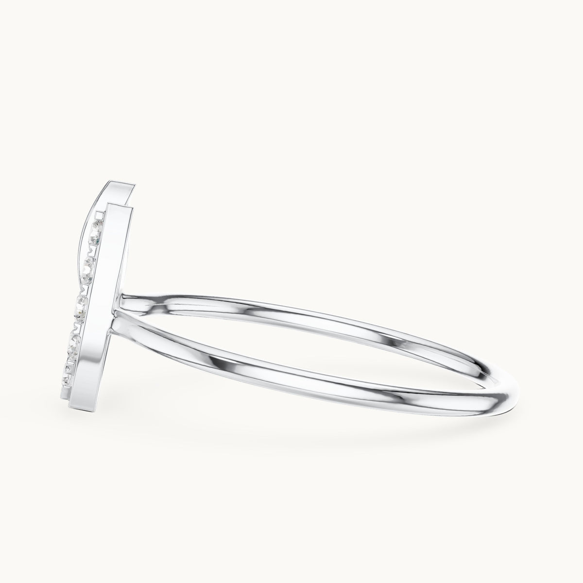 Round lab-grown diamond interlocking triangle ring in white gold, 0.12 CT TW, view 3