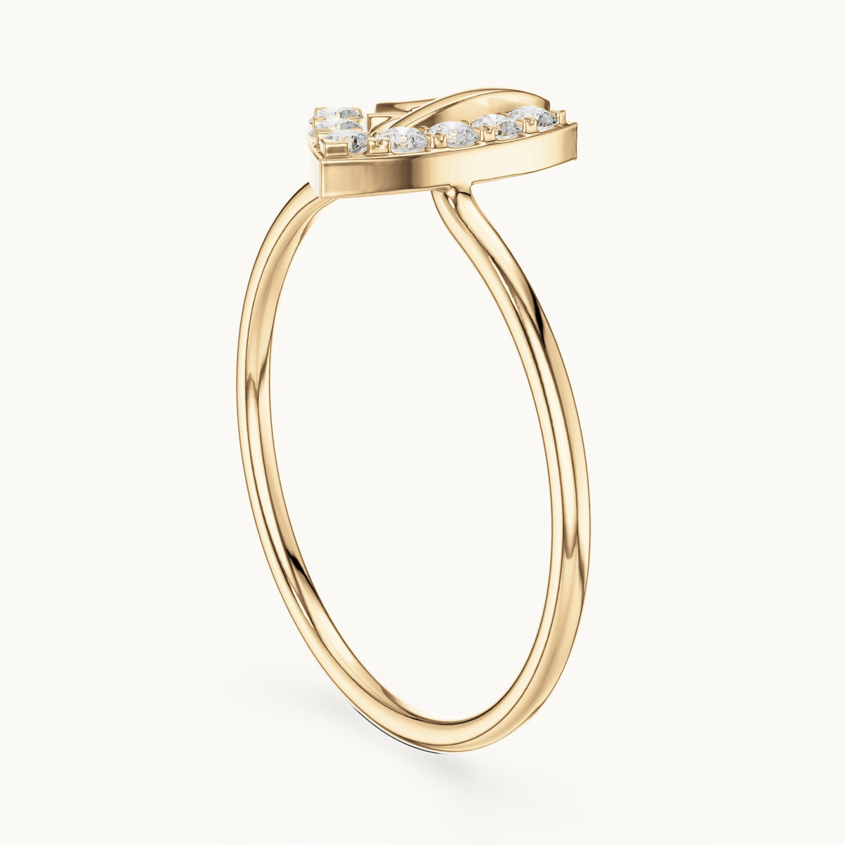 Round lab-grown diamond interlocking triangle ring in yellow gold, 0.12 CT TW, view 1