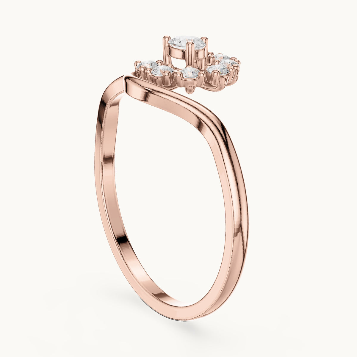 Pear lab-grown diamond bypass cluster ring in rose gold, 0.18 CT TW, view 1