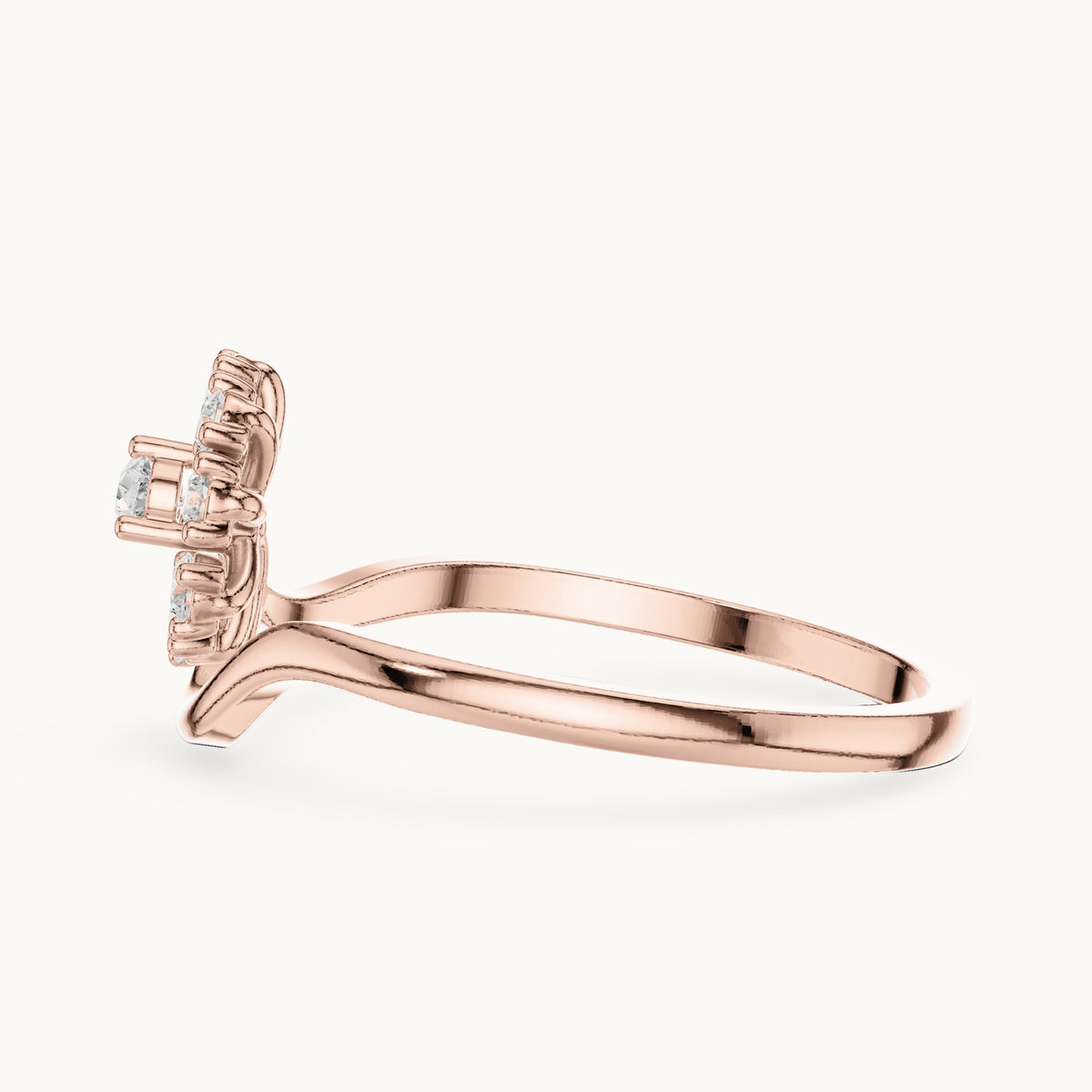 Pear lab-grown diamond bypass cluster ring in rose gold, 0.18 CT TW, view 3