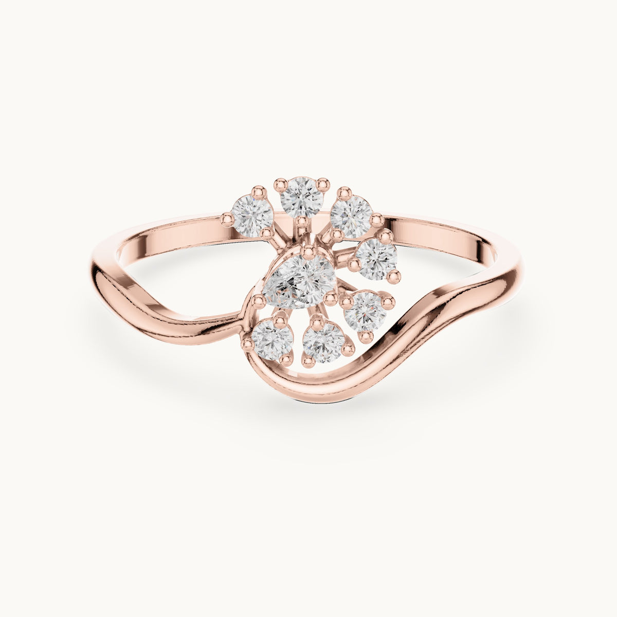 Pear lab-grown diamond bypass cluster ring in rose gold, 0.18 CT TW, view 4