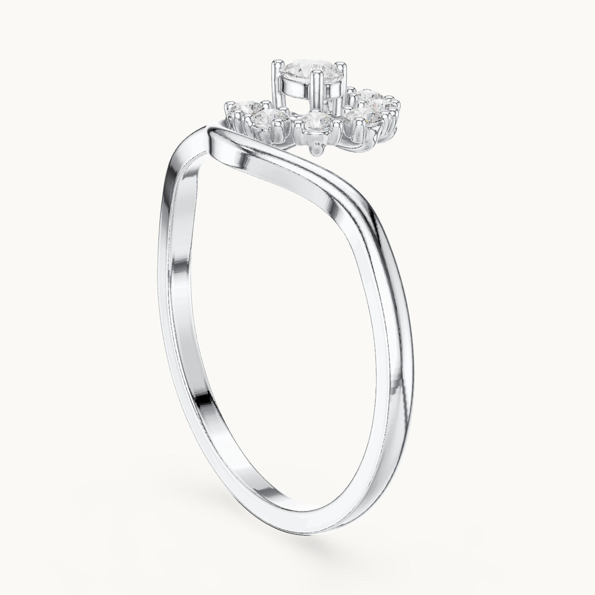 Pear lab-grown diamond bypass cluster ring in white gold, 0.18 CT TW, view 1