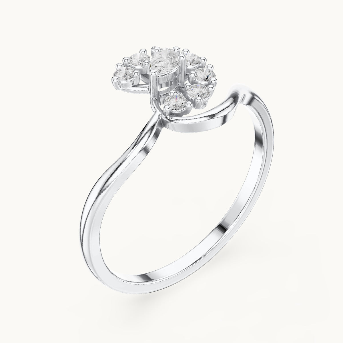 Pear lab-grown diamond bypass cluster ring in white gold, 0.18 CT TW, view 2