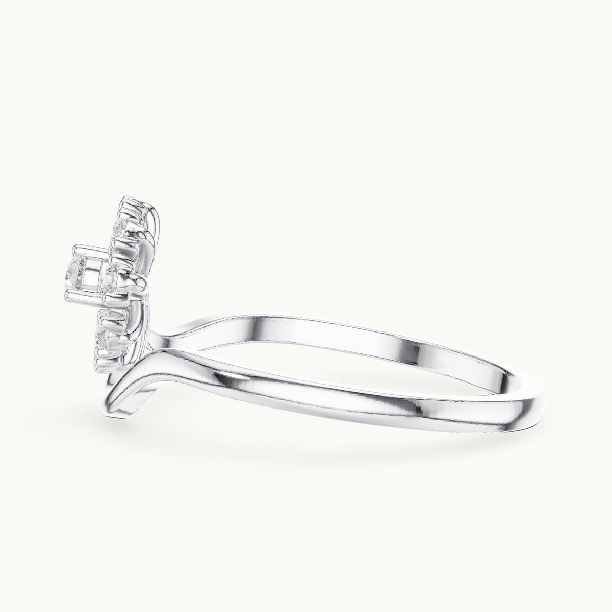 Pear lab-grown diamond bypass cluster ring in white gold, 0.18 CT TW, view 3