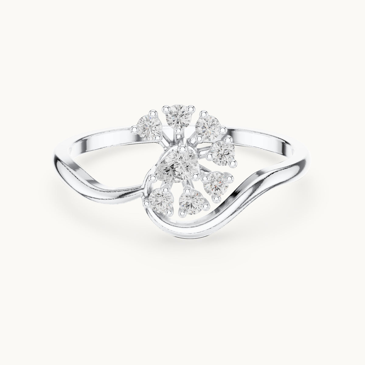 Pear lab-grown diamond bypass cluster ring in white gold, 0.18 CT TW, view 4