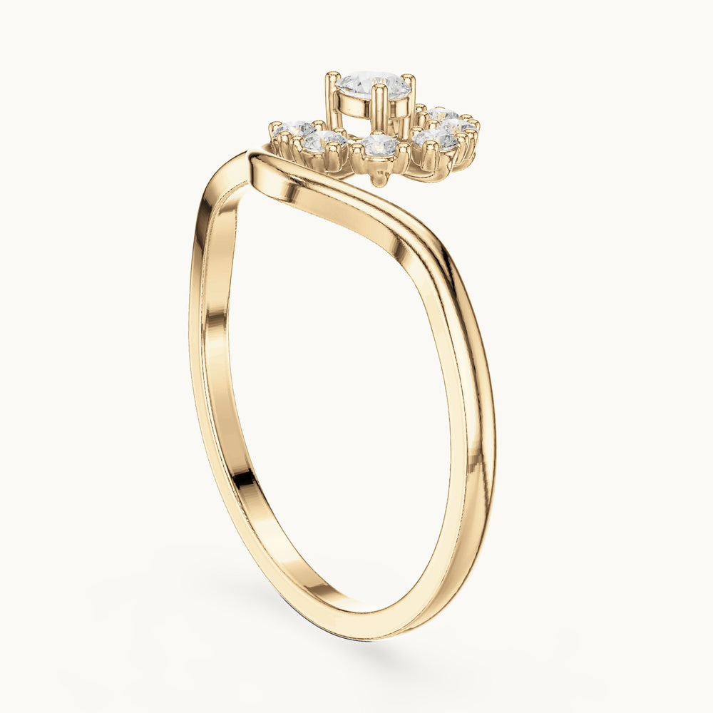 Pear lab-grown diamond bypass cluster ring in yellow gold, 0.18 CT TW, view 1