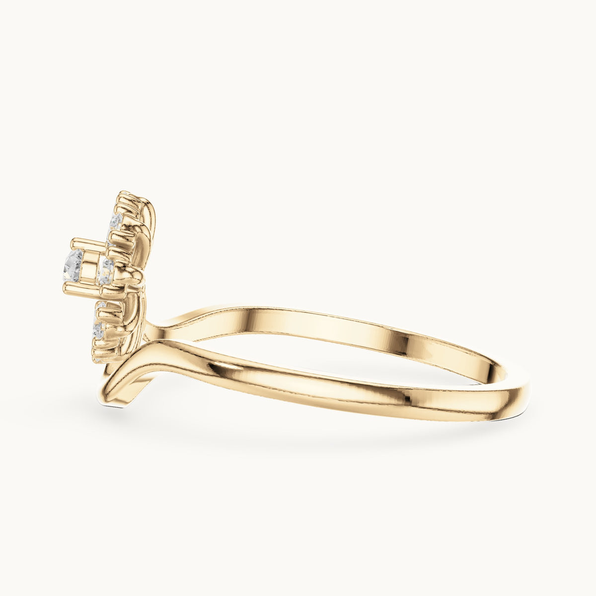Pear lab-grown diamond bypass cluster ring in yellow gold, 0.18 CT TW, view 3