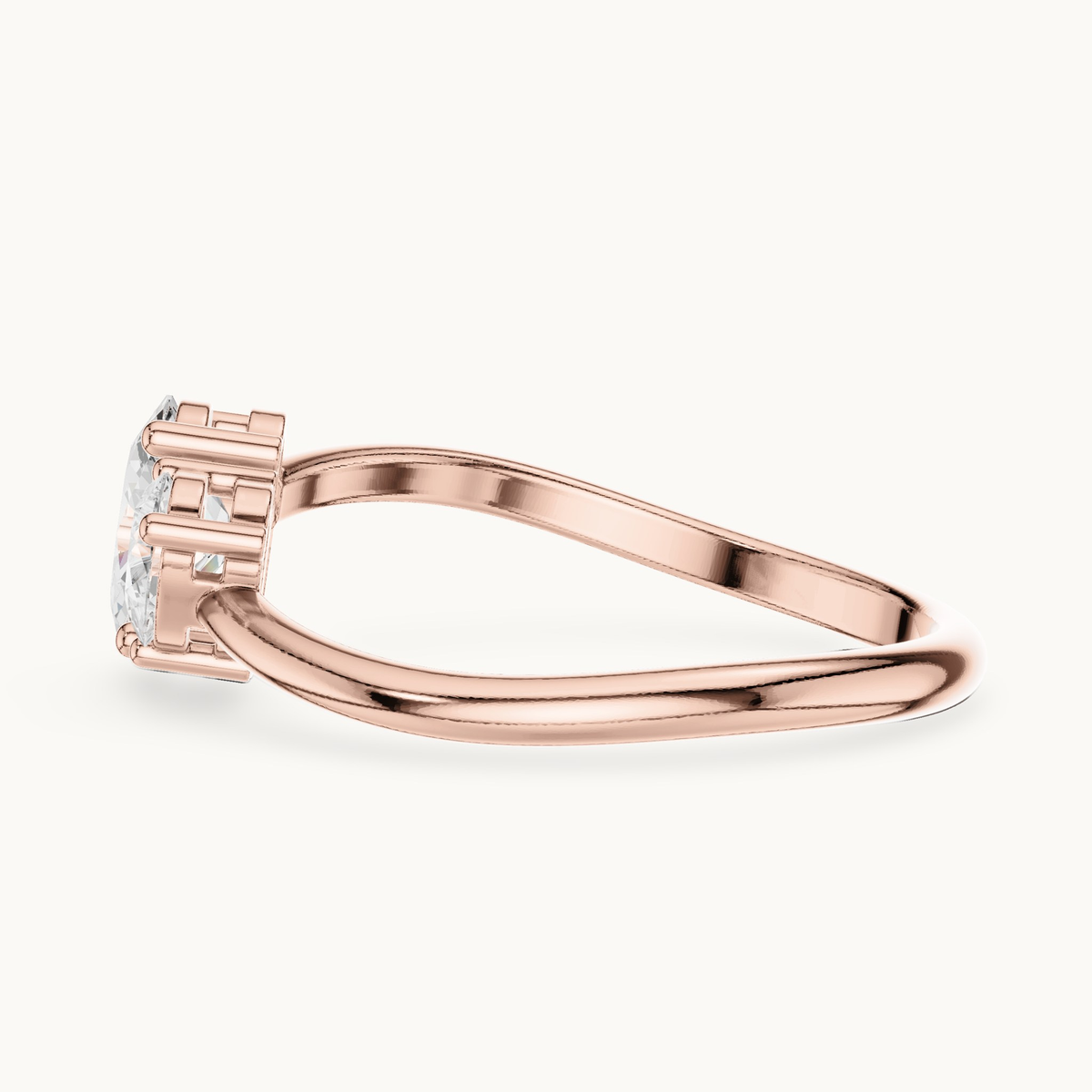 Oval and pear lab-grown diamond toi et moi ring in 14K rose gold, 0.65 CT TW, view 3
