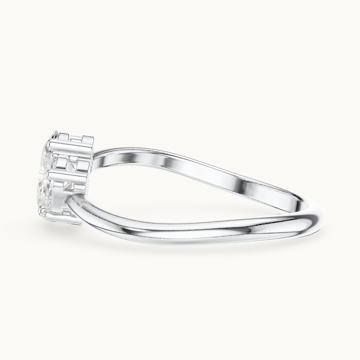 Oval and pear lab-grown diamond toi et moi ring in 14K white gold, 0.65 CT TW, view 3