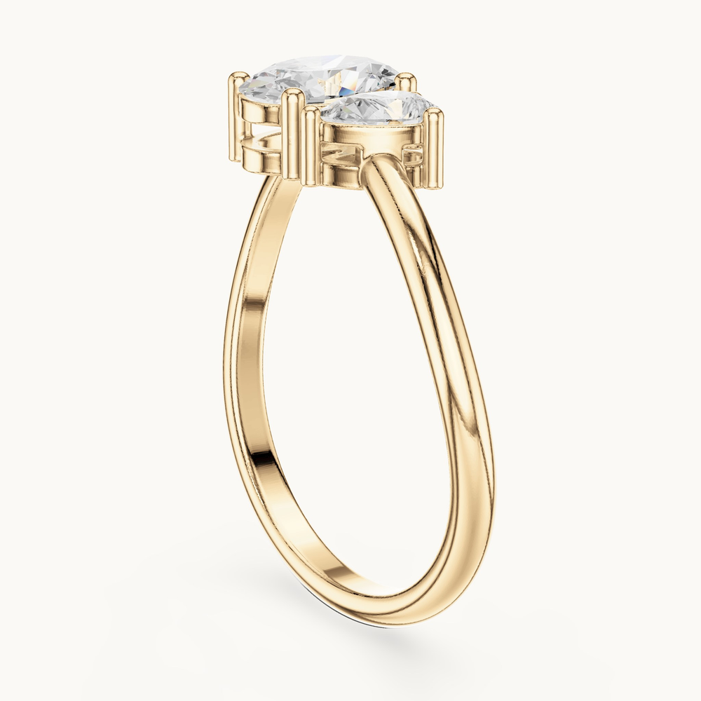 Oval and pear lab-grown diamond toi et moi ring in 14K yellow gold, 0.65 CT TW, view 1