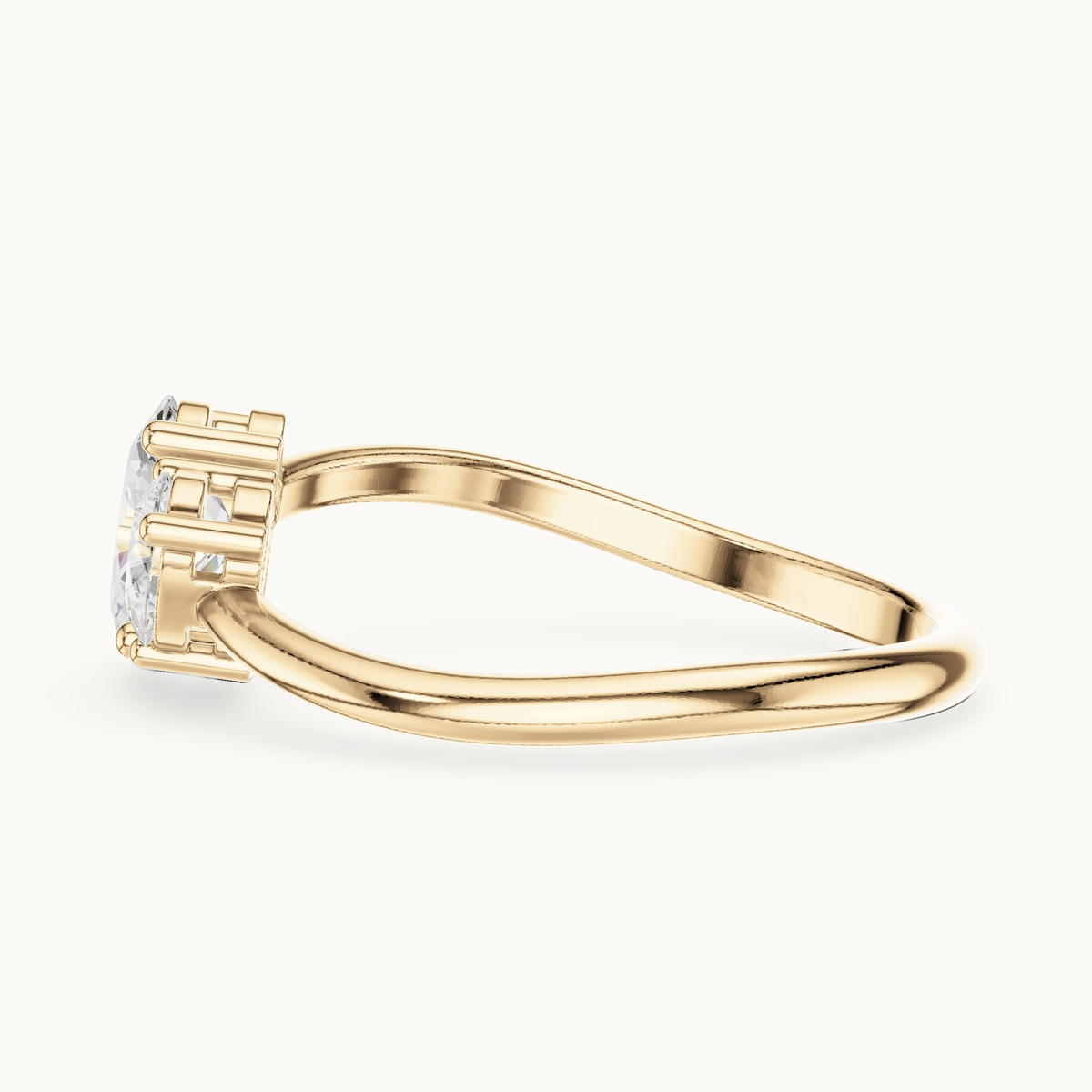 Oval and pear lab-grown diamond toi et moi ring in 14K yellow gold, 0.65 CT TW, view 3
