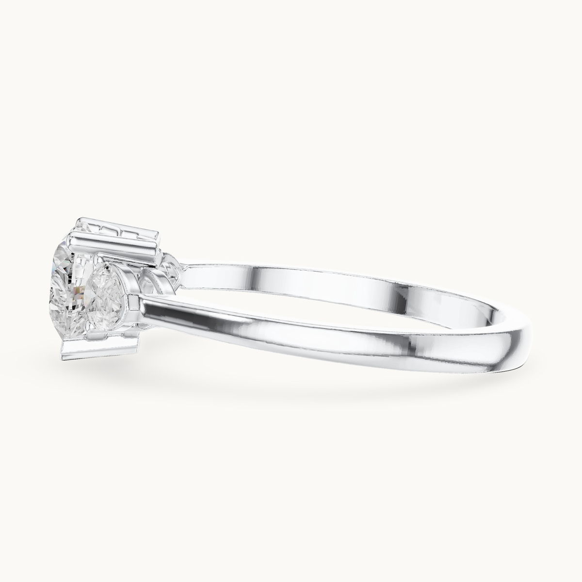 Heart lab-grown diamond three stone engagement ring in 14K white gold, 1.07 CT TW, view 3
