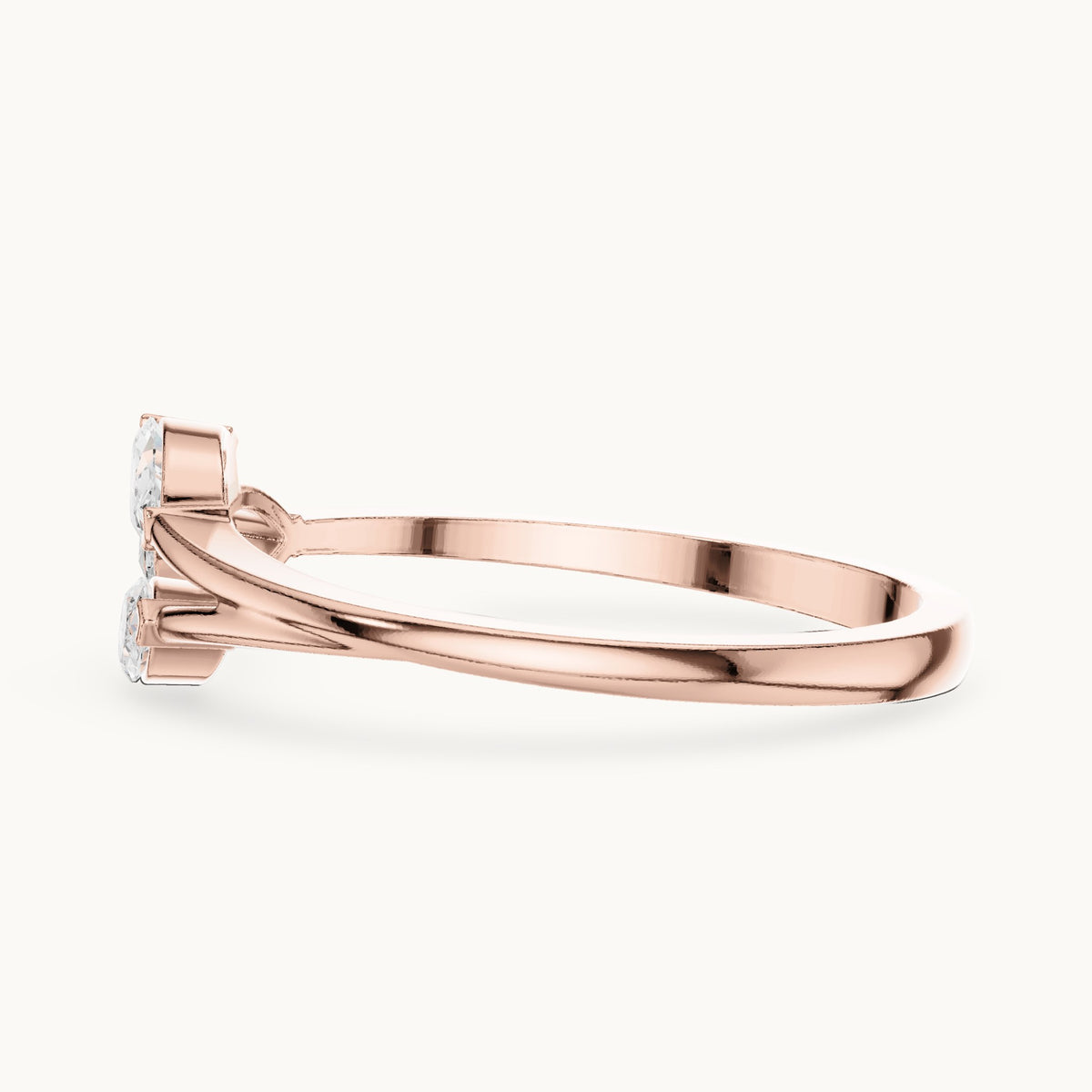 Pear and marquise lab-grown diamond leaf cluster ring in rose gold, 0.38 CT TW, view 3