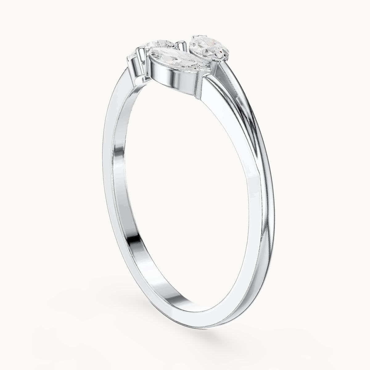 Pear and marquise lab-grown diamond leaf cluster ring in white gold, 0.38 CT TW, view 1