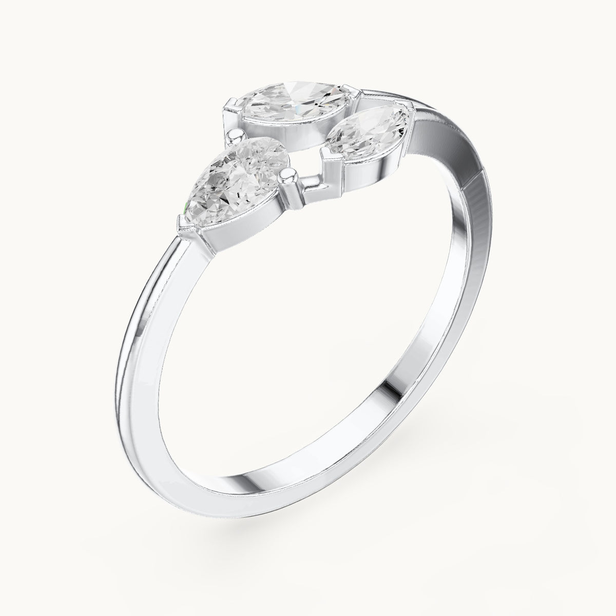 Pear and marquise lab-grown diamond leaf cluster ring in white gold, 0.38 CT TW, view 2