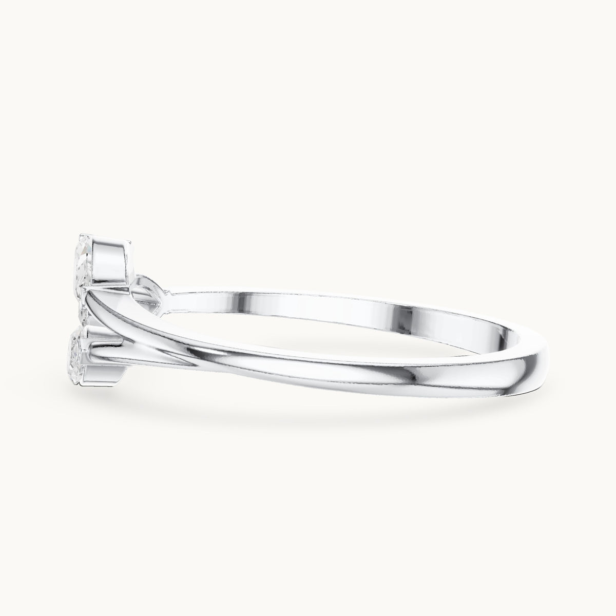 Pear and marquise lab-grown diamond leaf cluster ring in white gold, 0.38 CT TW, view 3