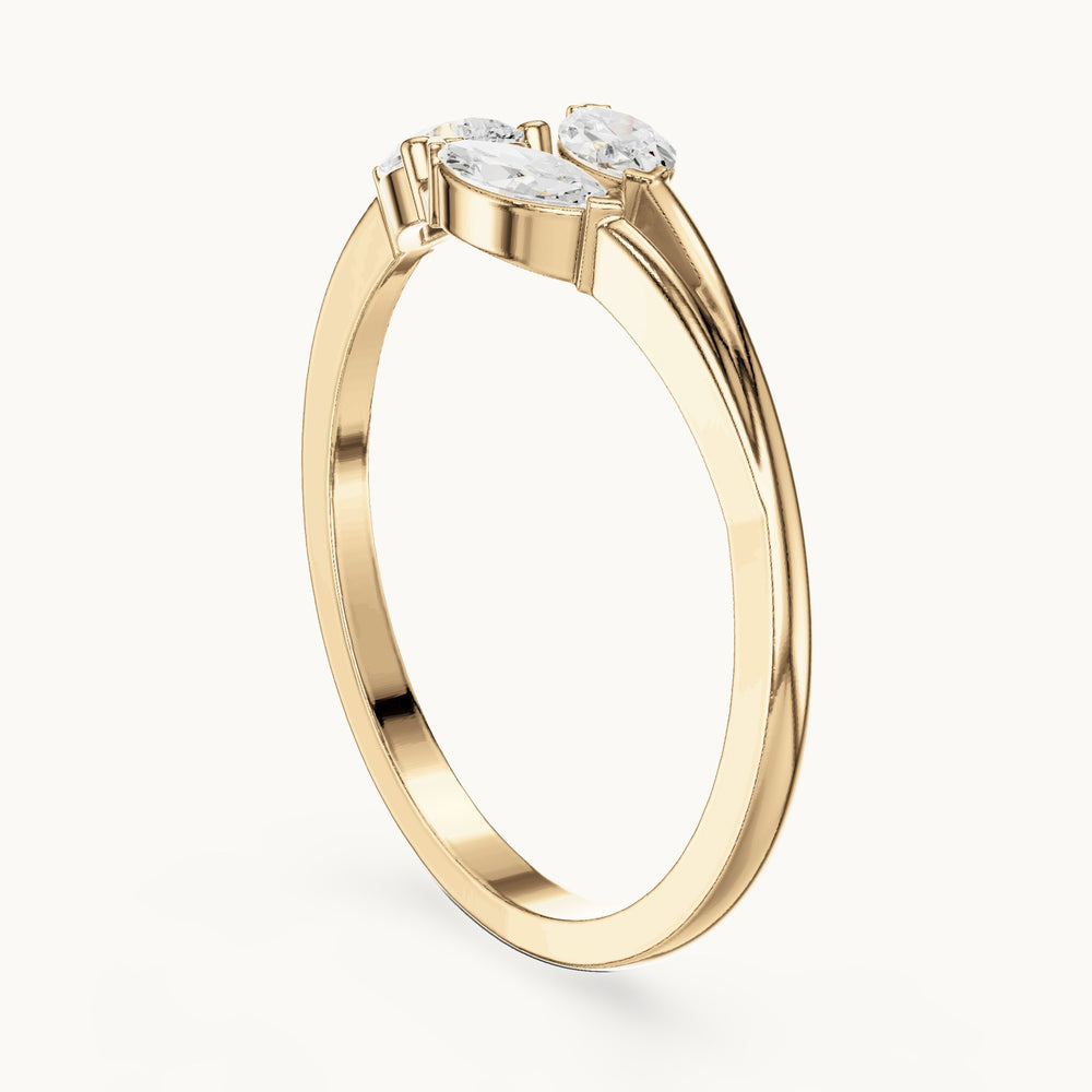 Pear and marquise lab-grown diamond leaf cluster ring in yellow gold, 0.38 CT TW, view 1