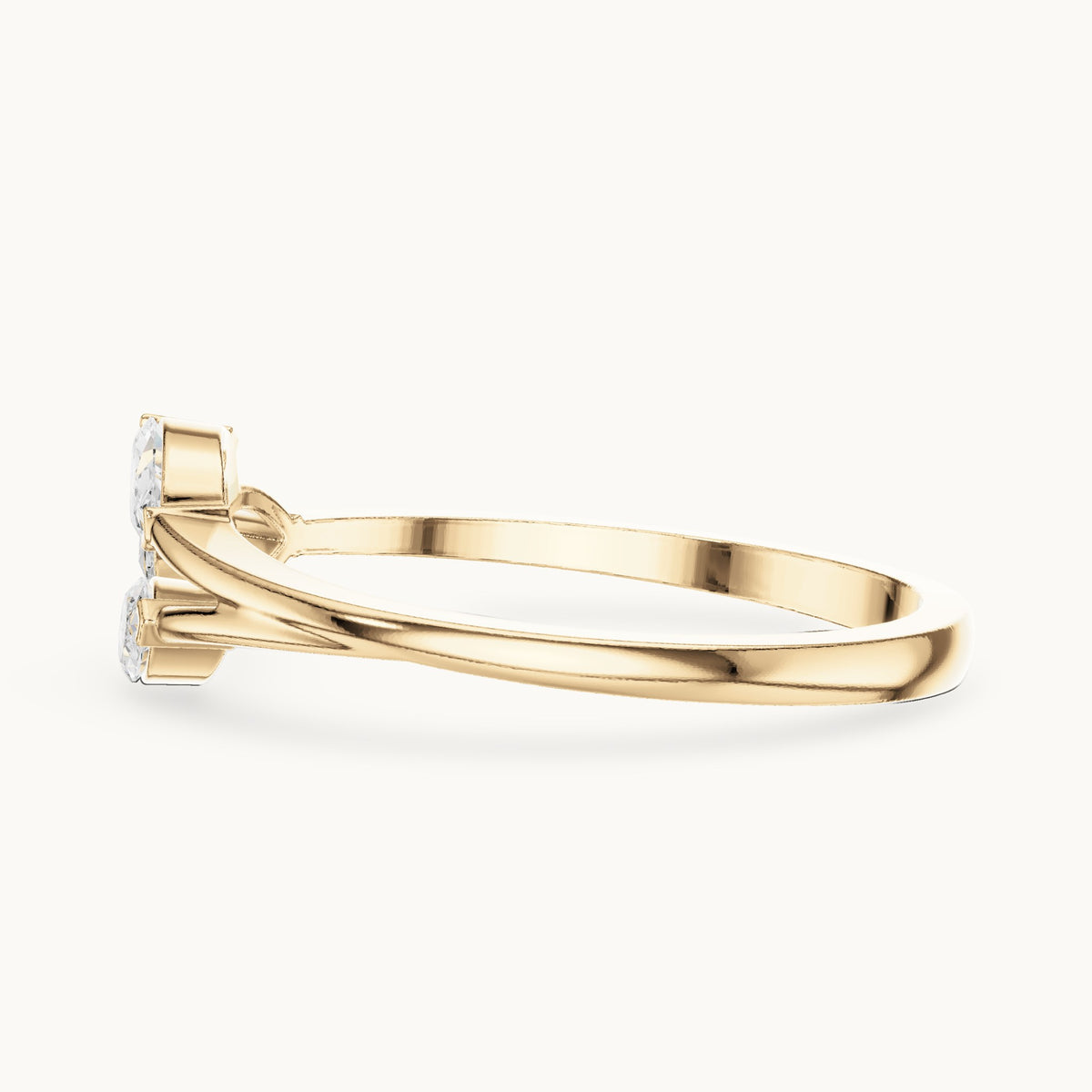 Pear and marquise lab-grown diamond leaf cluster ring in yellow gold, 0.38 CT TW, view 3