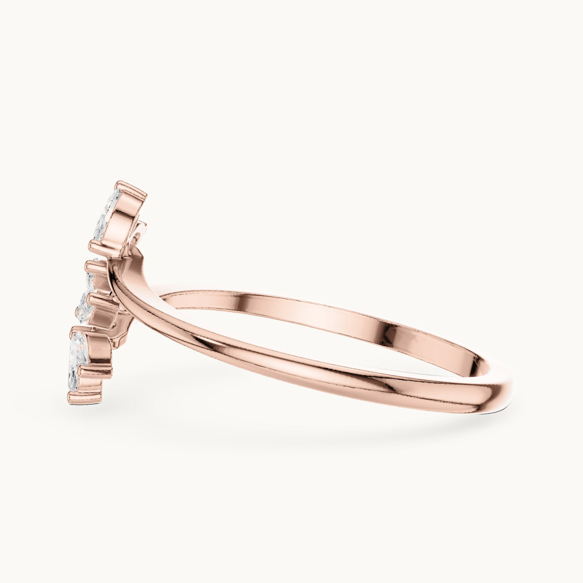 Marquise lab-grown diamond leaf bypass ring in rose gold, 0.13 CT TW, view 3