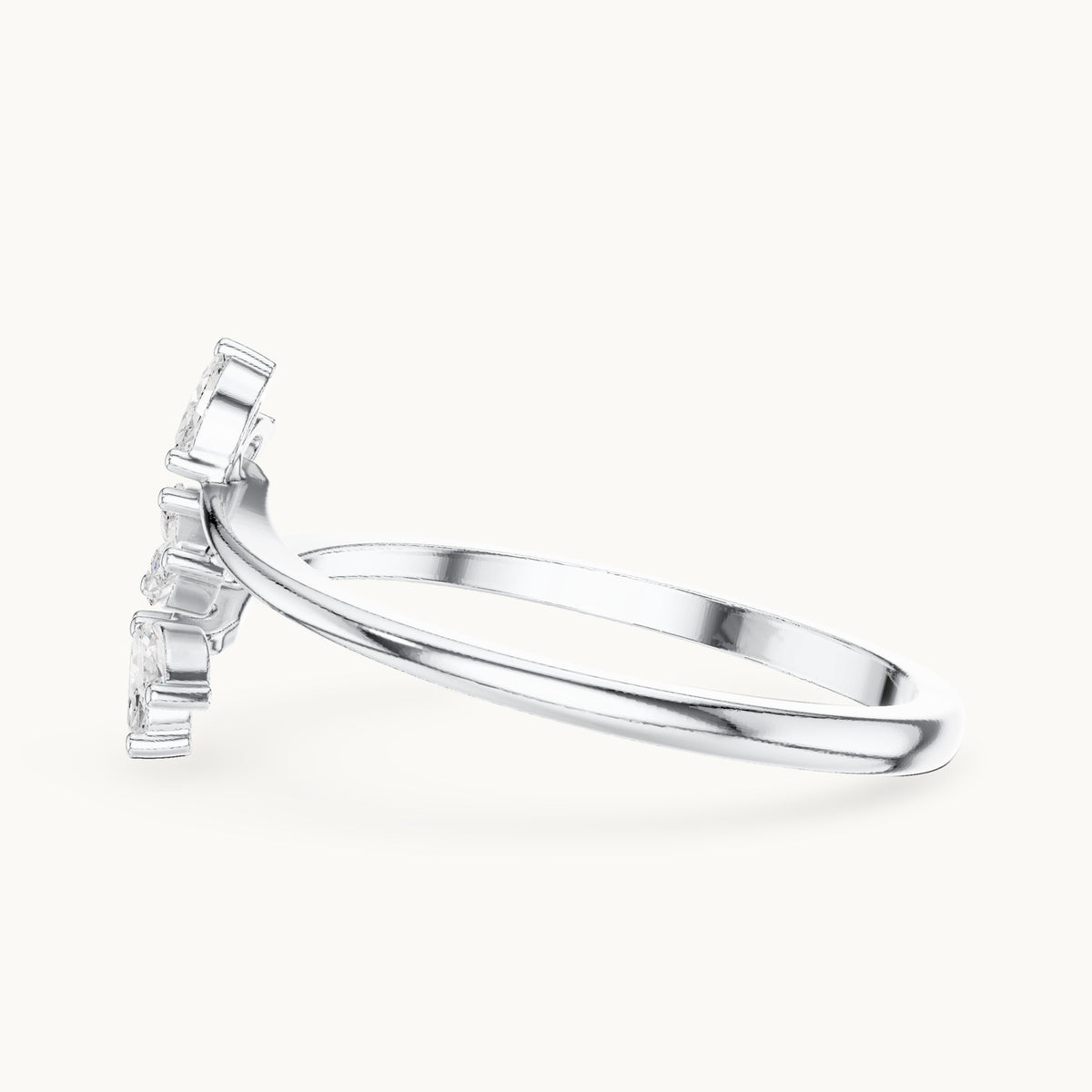 Marquise lab-grown diamond leaf bypass ring in white gold, 0.13 CT TW, view 3