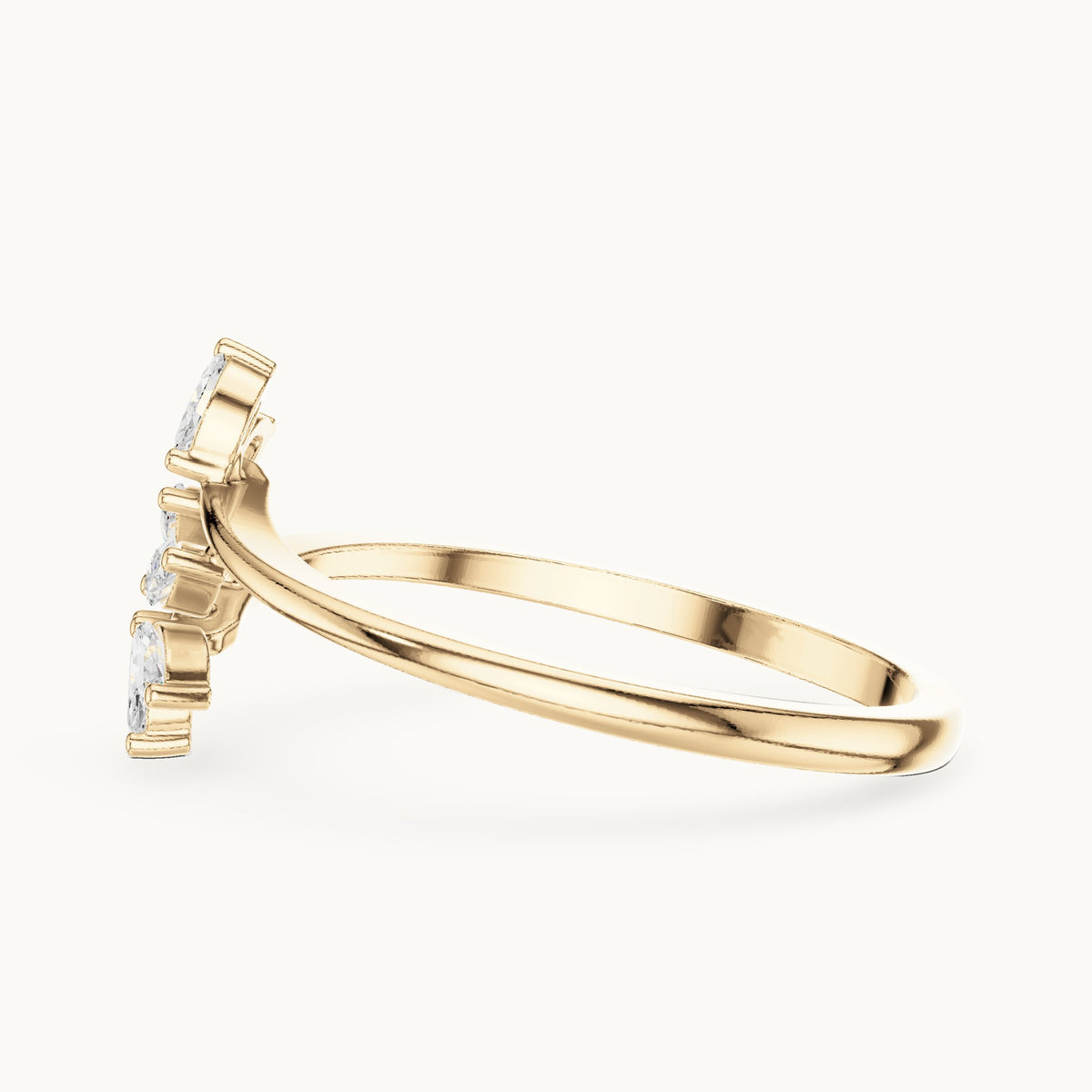 Marquise lab-grown diamond leaf bypass ring in yellow gold, 0.13 CT TW, view 3