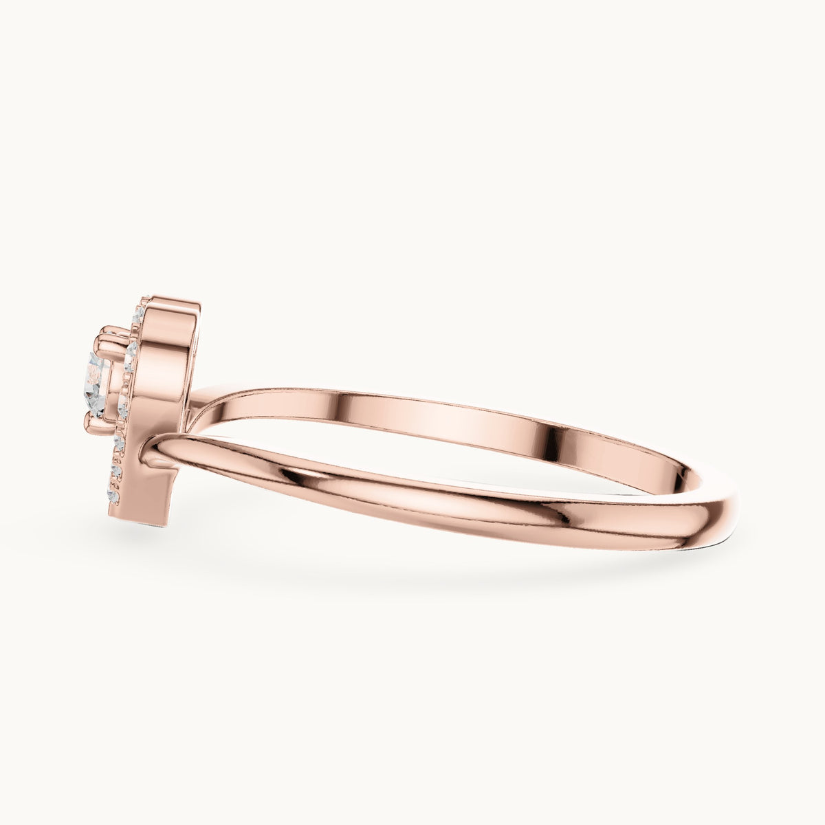 Round lab-grown diamond halo promise ring in rose gold, 0.16 CT TW, view 3