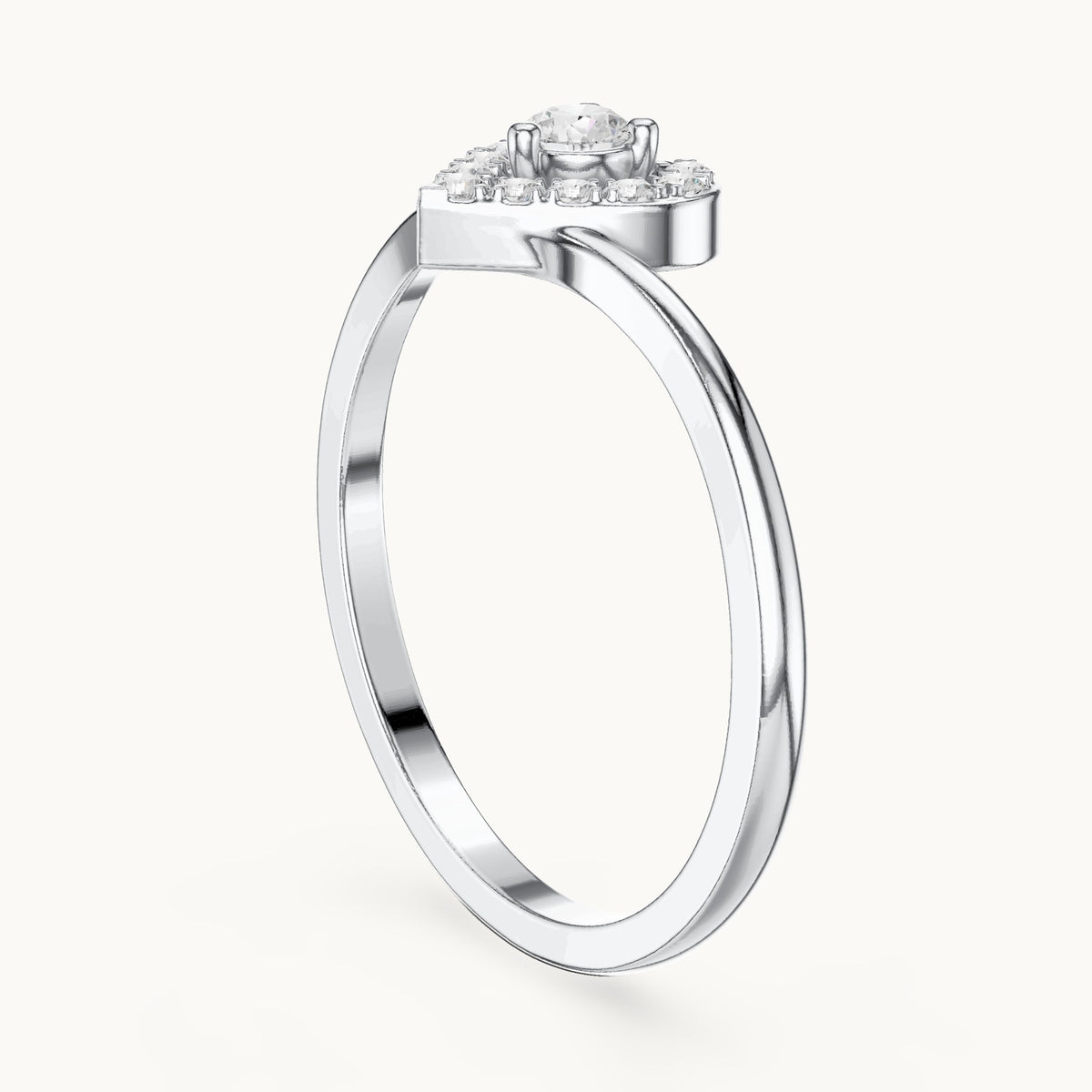 Round lab-grown diamond halo promise ring in white gold, 0.16 CT TW, view 1
