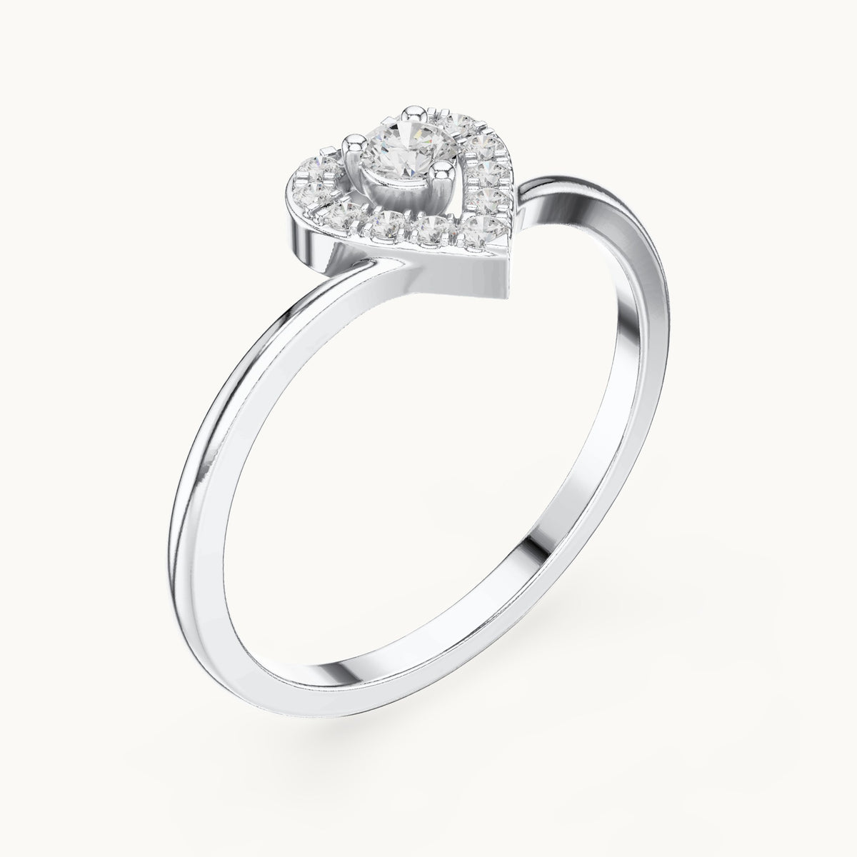 Round lab-grown diamond halo promise ring in white gold, 0.16 CT TW, view 2