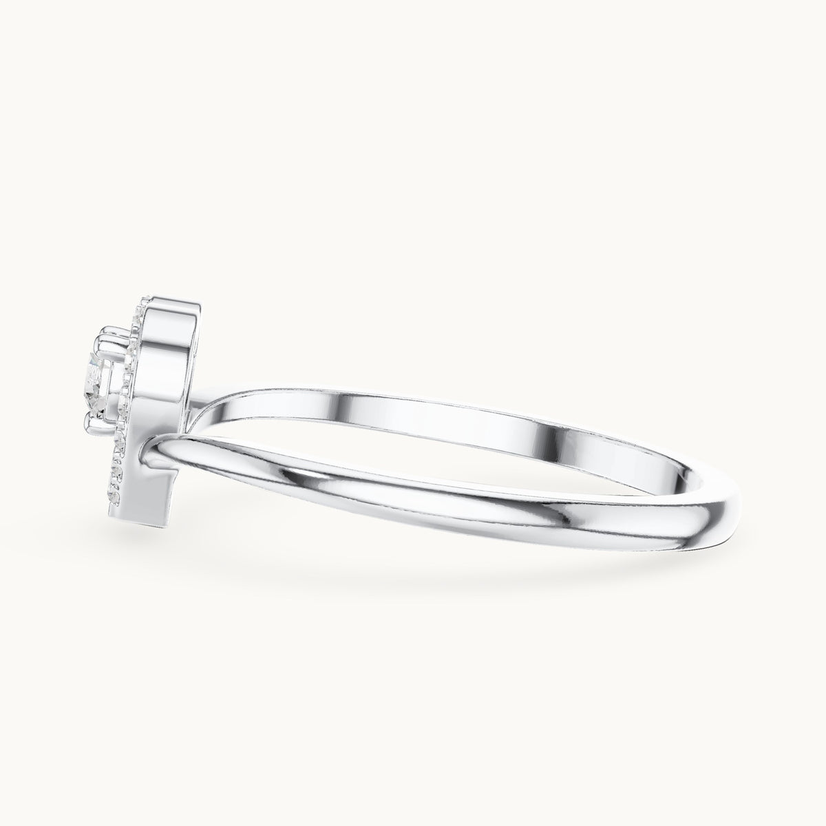 Round lab-grown diamond halo promise ring in white gold, 0.16 CT TW, view 3