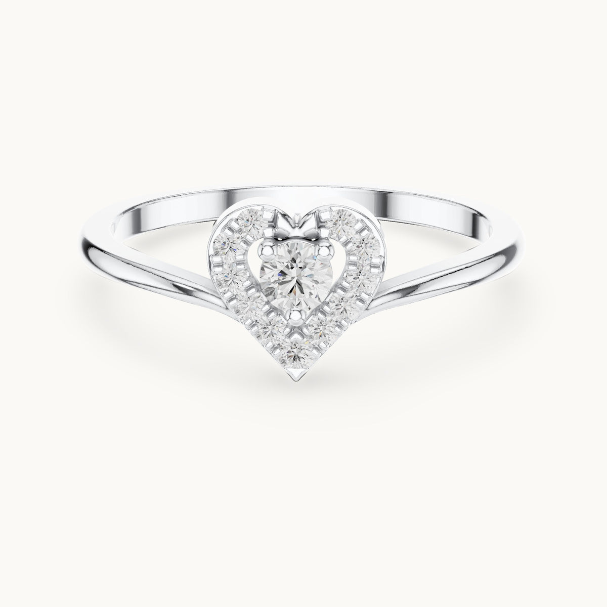 Round lab-grown diamond halo promise ring in white gold, 0.16 CT TW, view 4