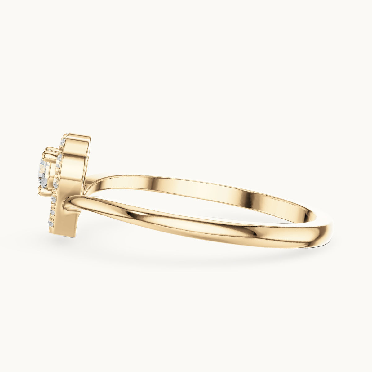 Round lab-grown diamond halo promise ring in yellow gold, 0.16 CT TW, view 3