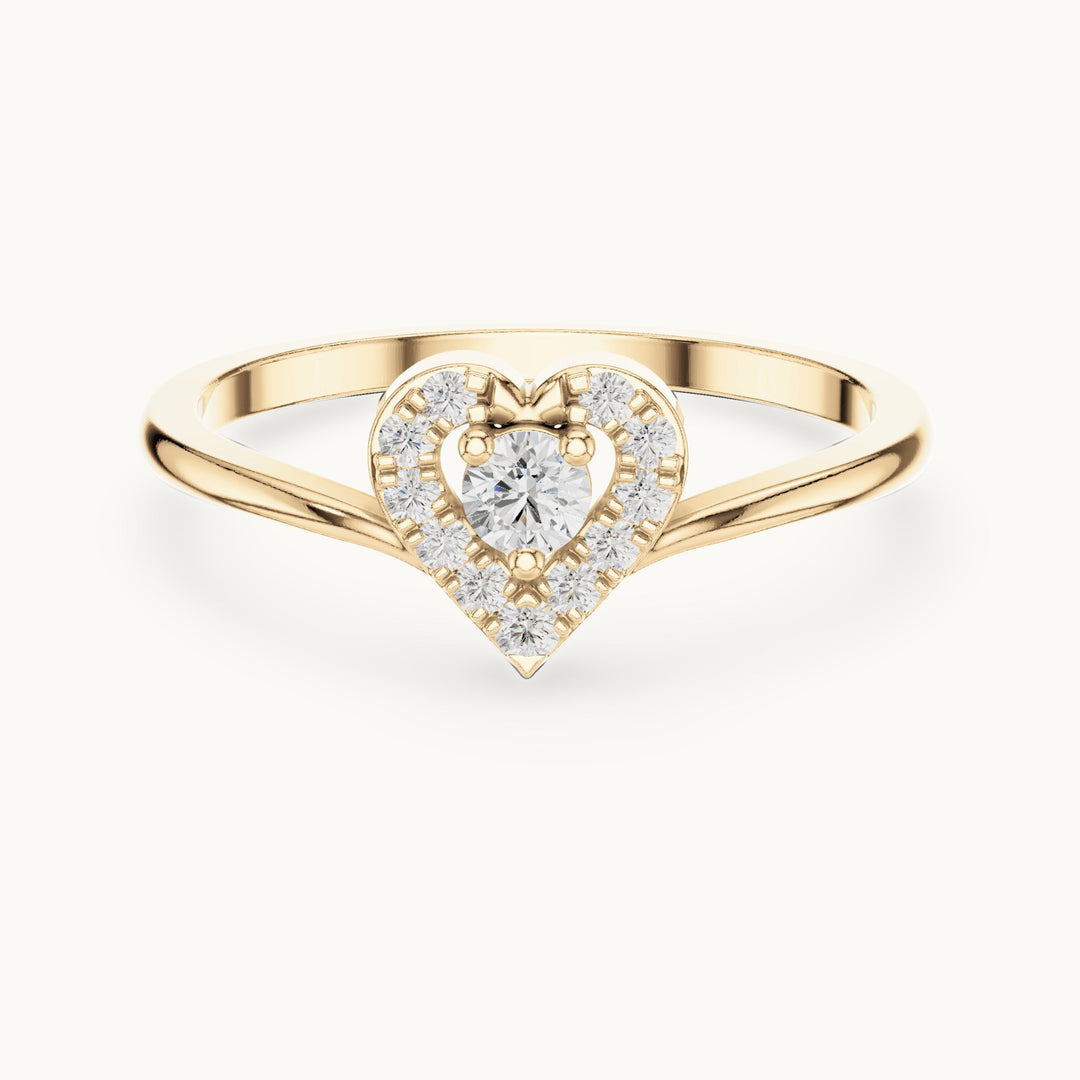 Round lab-grown diamond halo promise ring in yellow gold, 0.16 CT TW, view 4