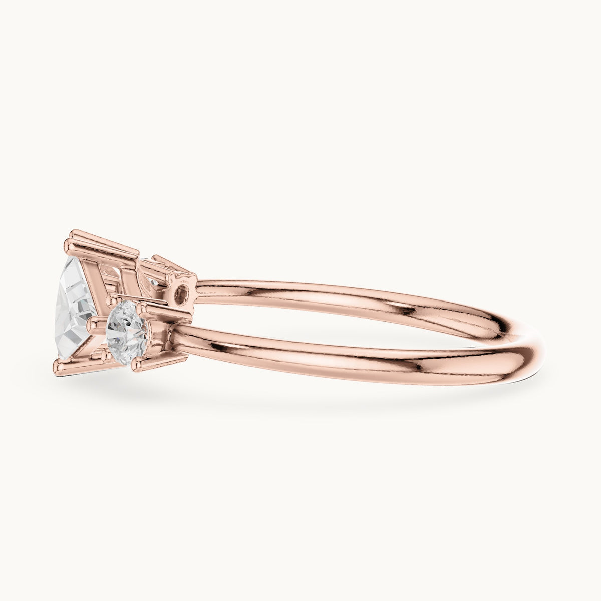 Trillion and round lab-grown diamond five-stone ring in rose gold, 0.645 CT TW, view 3