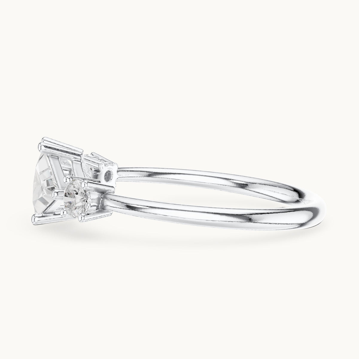 Trillion and round lab-grown diamond five-stone ring in white gold, 0.645 CT TW, view 3