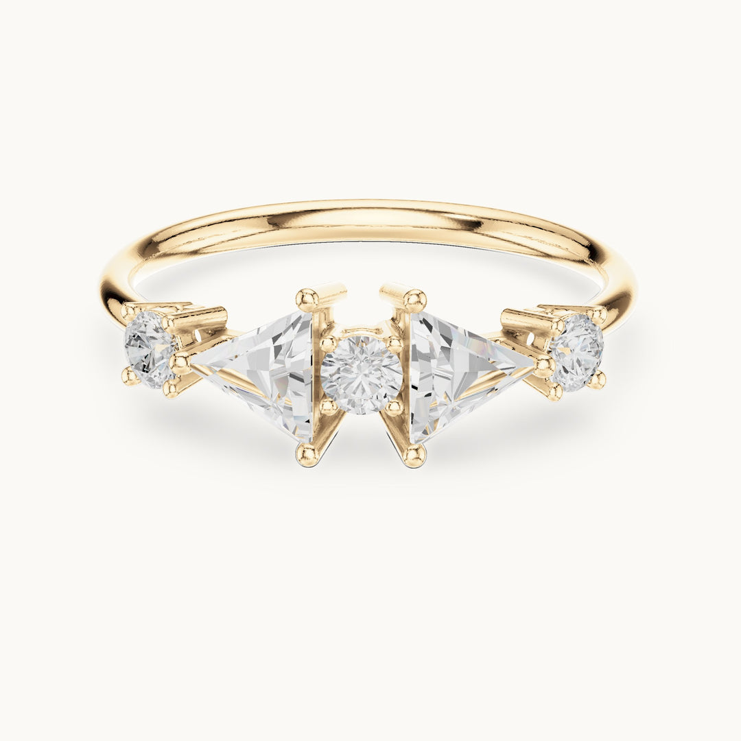 Trillion and round lab-grown diamond five-stone ring in yellow gold, 0.645 CT TW, view 4
