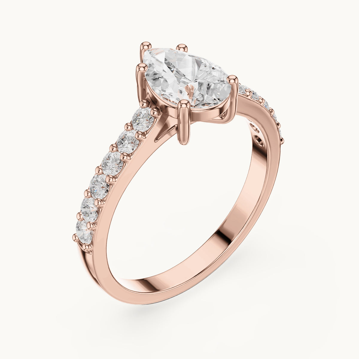 Pear lab-grown diamond pavé engagement ring in rose gold, 1.44 CT TW, view 2