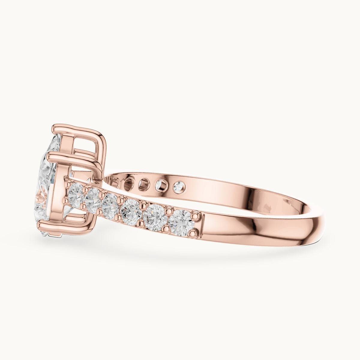 Pear lab-grown diamond pavé engagement ring in rose gold, 1.44 CT TW, view 3