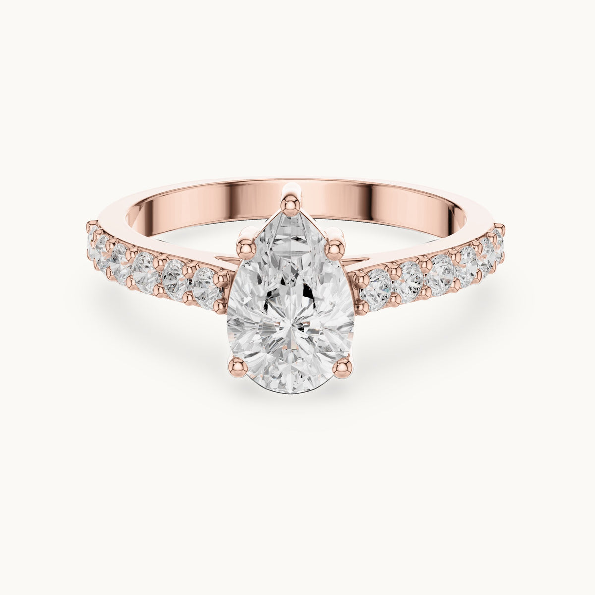 Pear lab-grown diamond pavé engagement ring in rose gold, 1.44 CT TW, view 4