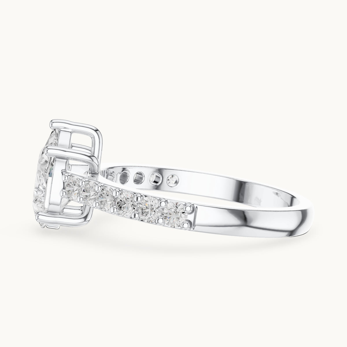 Pear lab-grown diamond pavé engagement ring in white gold, 1.44 CT TW, view 3