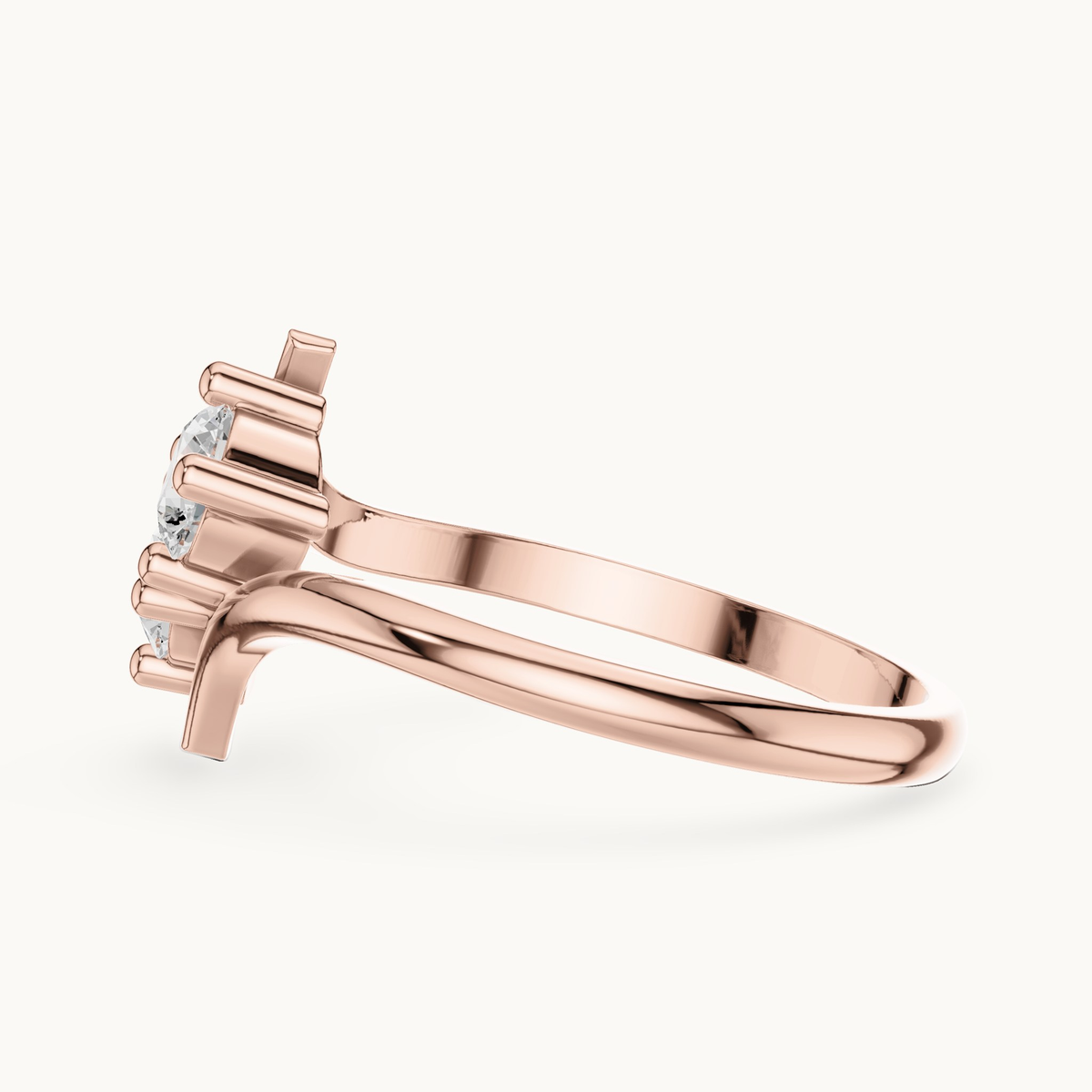 Round lab-grown diamond toi et moi ring in 14K rose gold, 0.60 CT TW, view 3