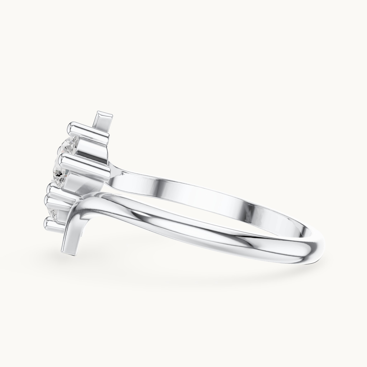Round lab-grown diamond toi et moi ring in 14K white gold, 0.60 CT TW, view 3