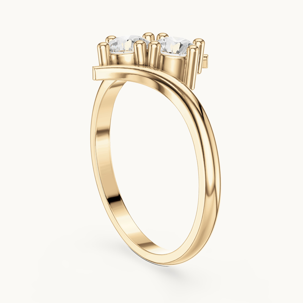 Round lab-grown diamond toi et moi ring in 14K yellow gold, 0.60 CT TW, view 1