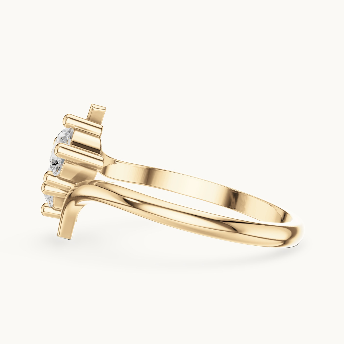Round lab-grown diamond toi et moi ring in 14K yellow gold, 0.60 CT TW, view 3