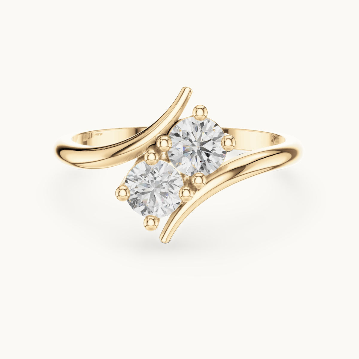 Round lab-grown diamond toi et moi ring in 14K yellow gold, 0.60 CT TW, view 4