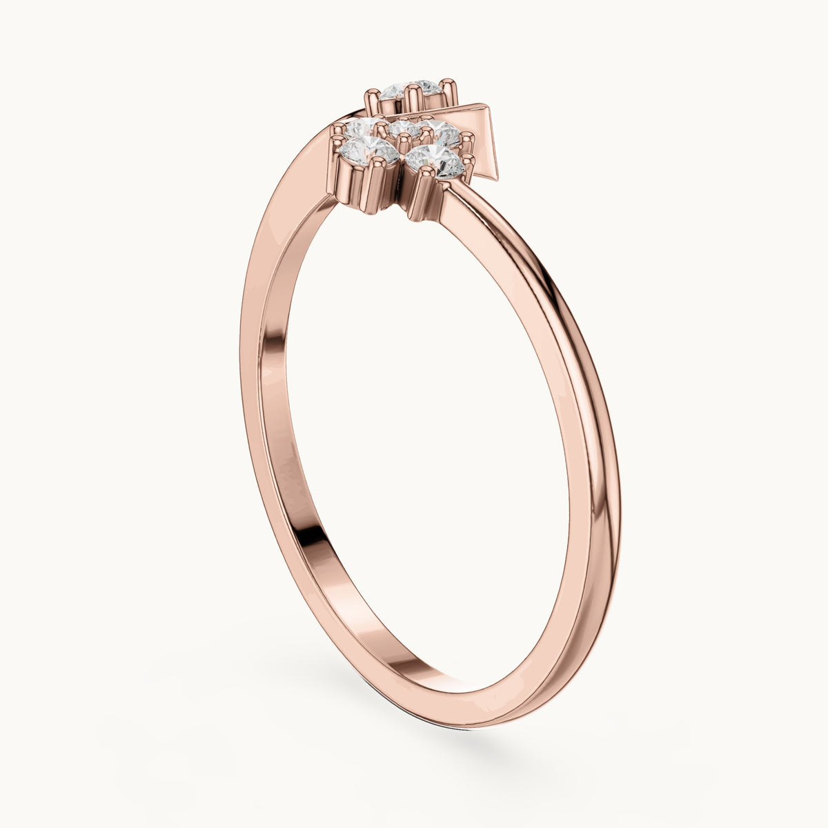 Round lab-grown diamond flower cluster bypass ring in rose gold, 0.12 CT TW, view 1