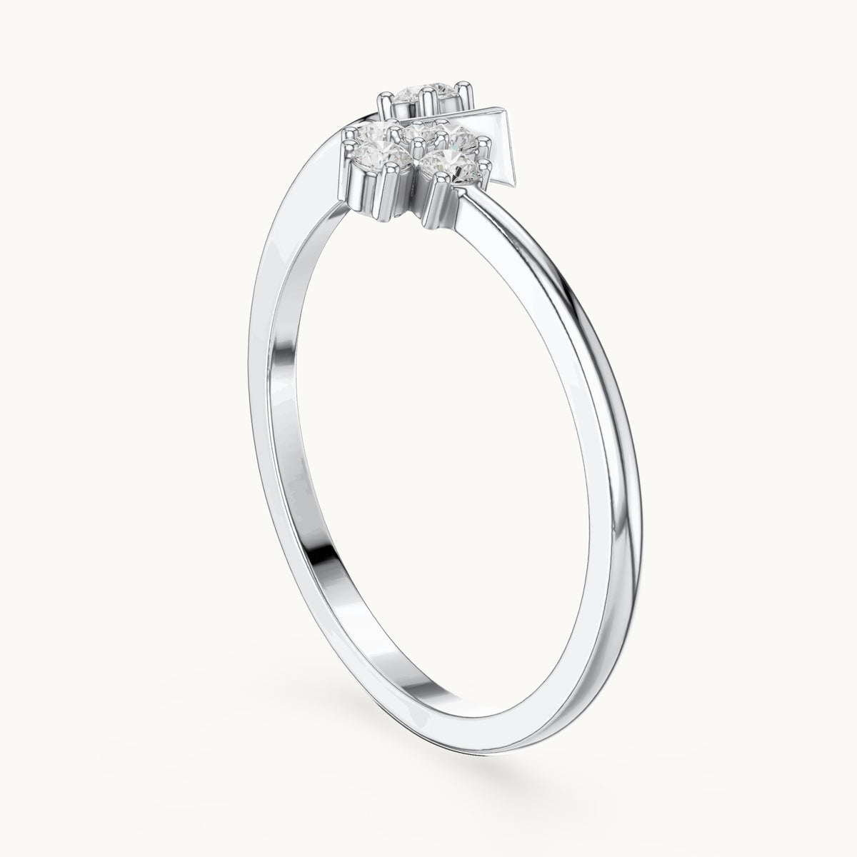 Round lab-grown diamond flower cluster bypass ring in white gold, 0.12 CT TW, view 1