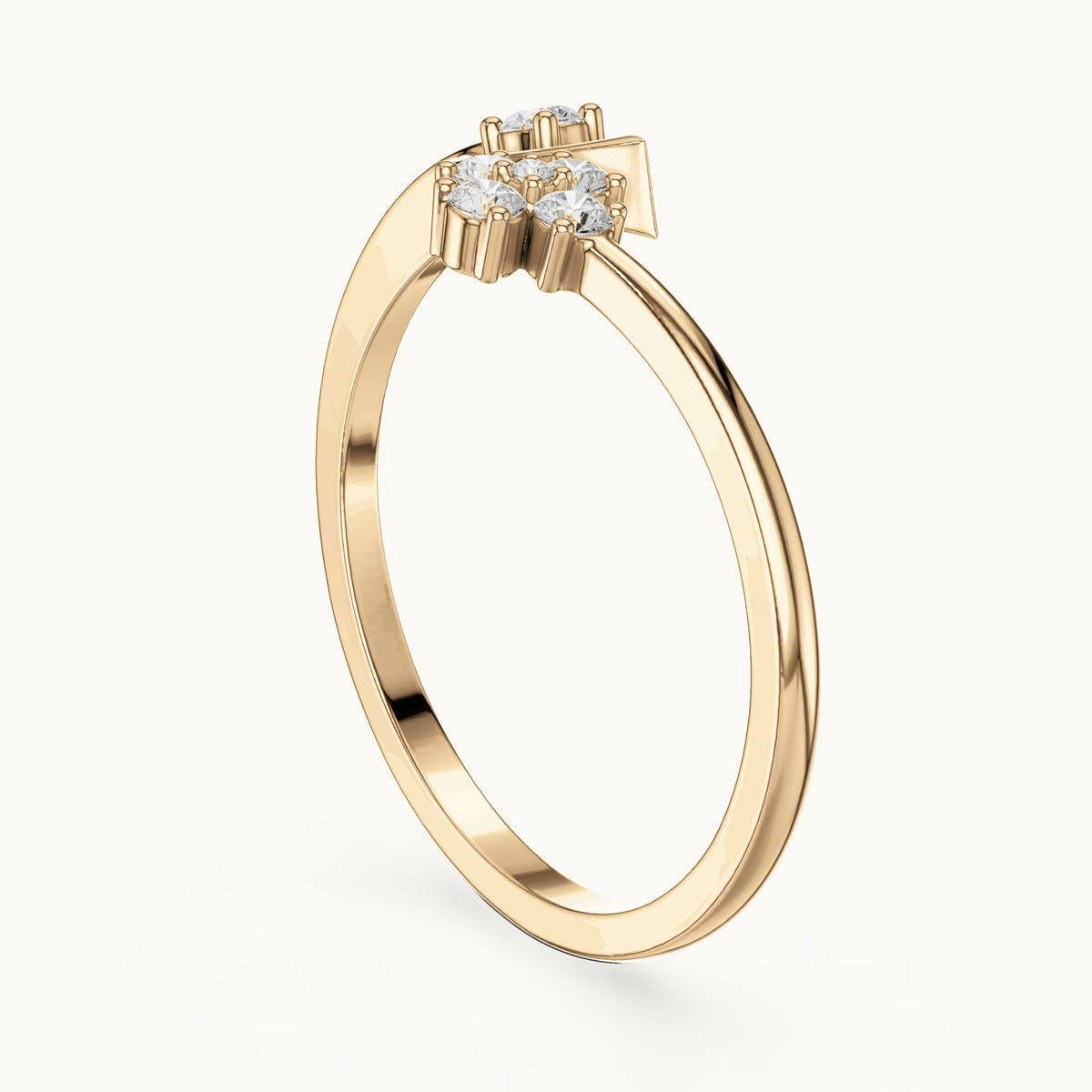 Round lab-grown diamond flower cluster bypass ring in yellow gold, 0.12 CT TW, view 1
