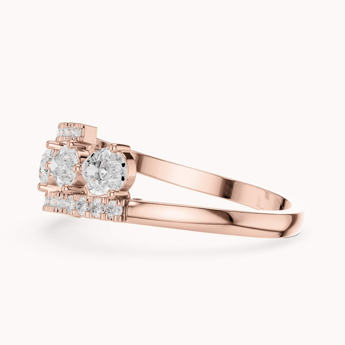 Pear and round lab-grown diamond statement ring in 14K rose gold, 0.84 CT TW, view 3