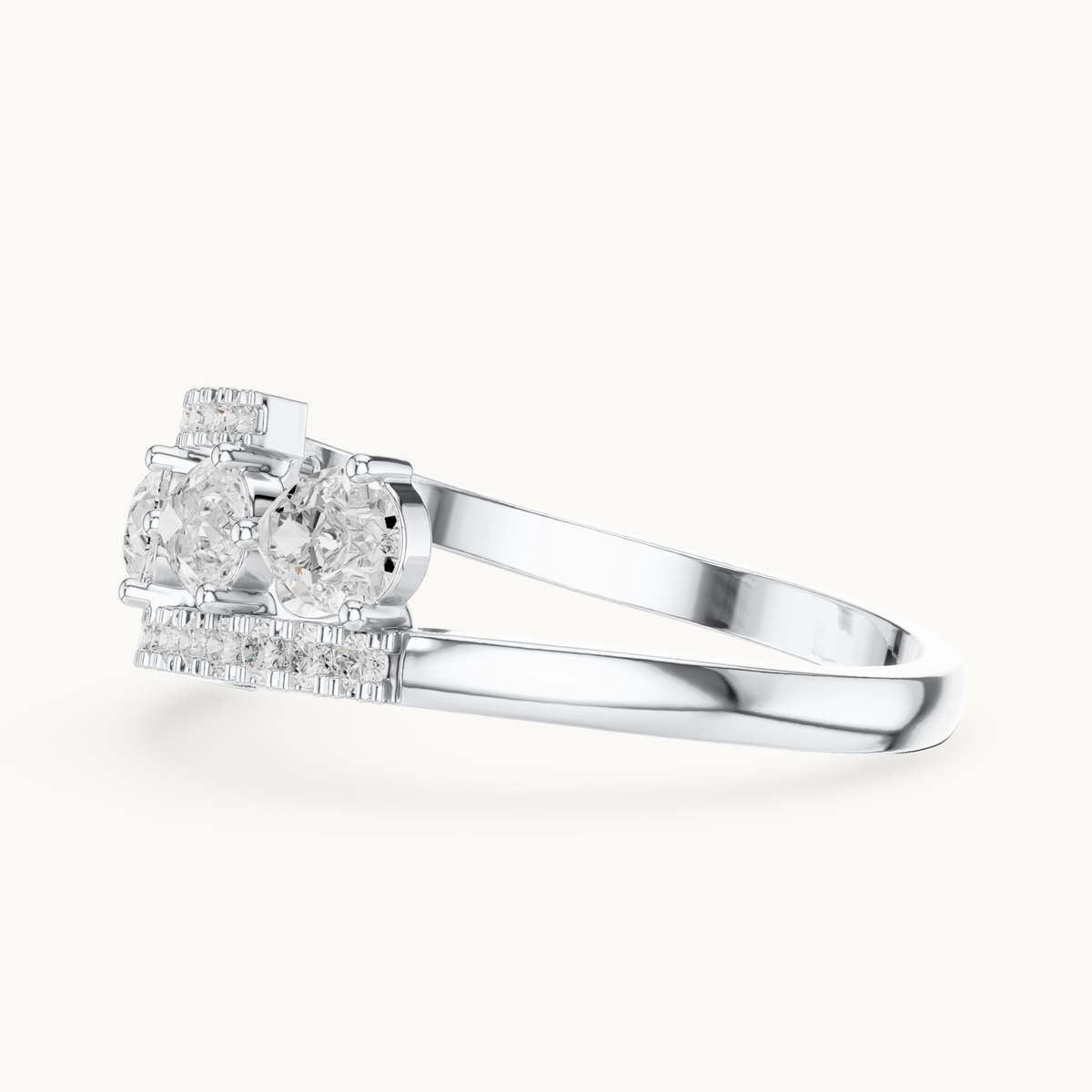 Pear and round lab-grown diamond statement ring in 14K white gold, 0.84 CT TW, view 3