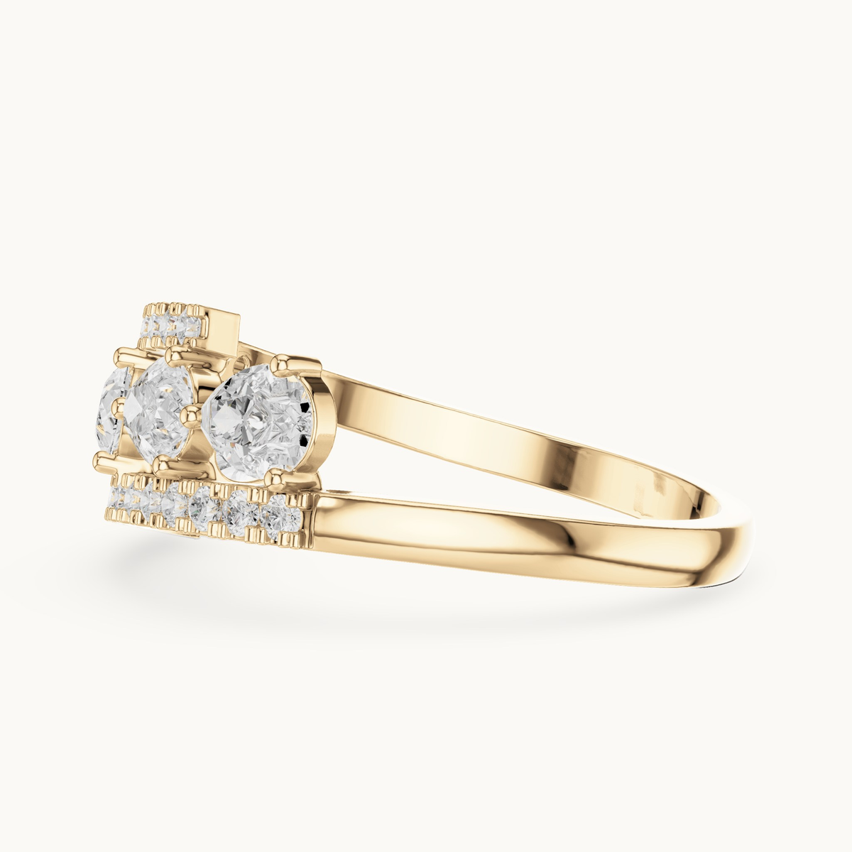 Pear and round lab-grown diamond statement ring in 14K yellow gold, 0.84 CT TW, view 3